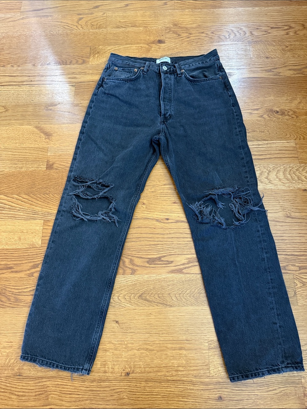 AGOLDE 90’s Jean Vagabond Distressed Black Jeans Size 28